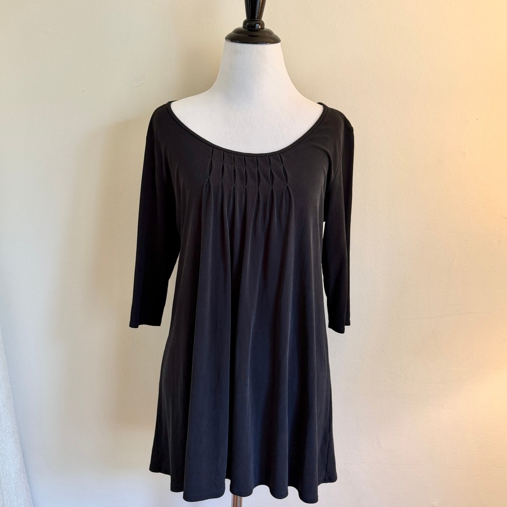 Eileen Fisher Black Silk Jersey Pintuck Tunic S